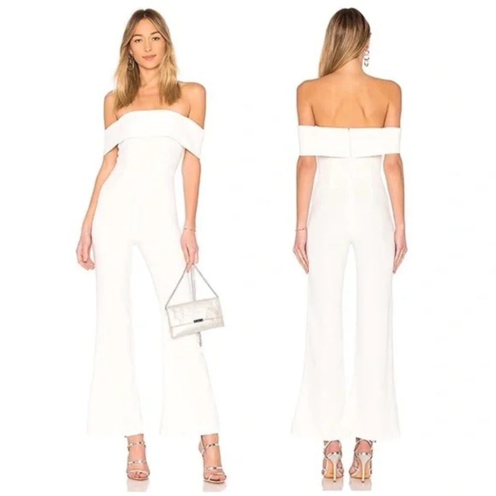 by the way White Boat Neck Off Shoulder Jumpsuit